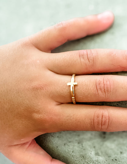 Dainty Cross Ring